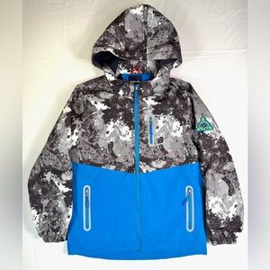 TOP&SKY KIDS Boys’ Blue & Grey Lightweight Hooded Rain Coat Gorpcore Size 12